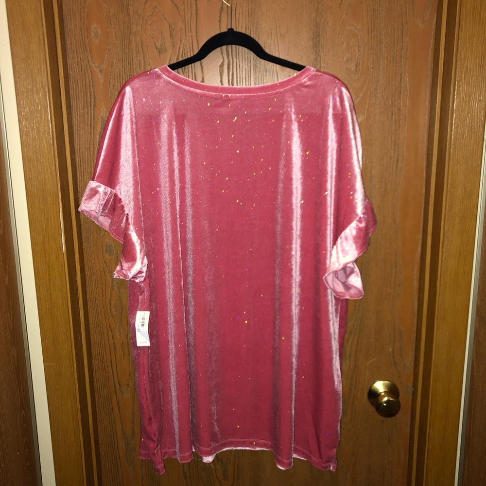 BNWT Old Navy sz 3x Sparkle Knit Velvet Ruffle Top - Picture 3 of 8